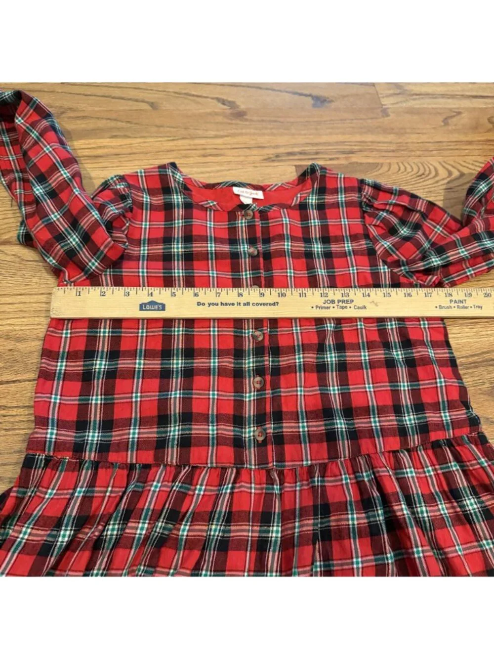 Cat & Jack Girls Red Plaid Christmas Dress XL 14/16 New